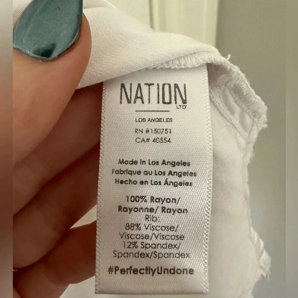 Nation LTD June Sateen V Neck Top in White - Picture 6 of 8